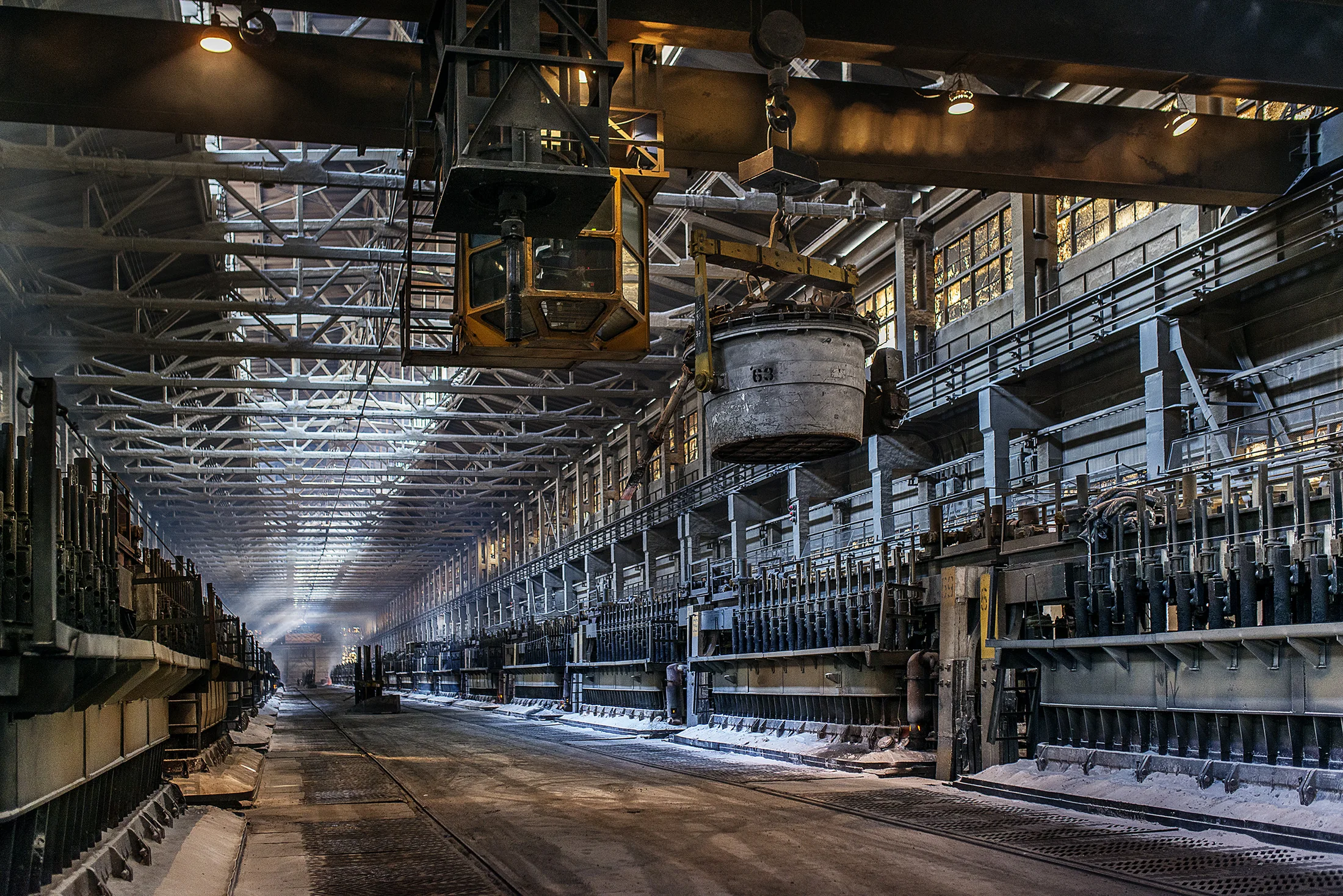 Interior of a modern aluminium smelter